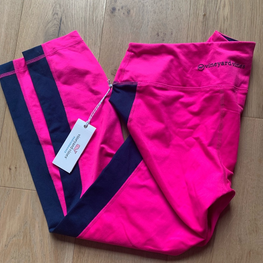 Vineyard Vines Pink and Blue Leggings Athletic Stretch